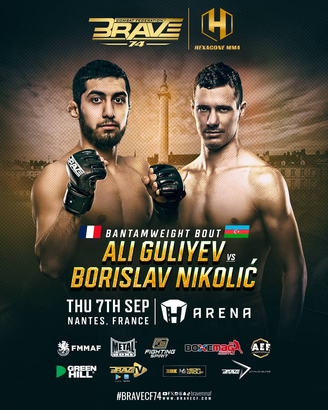 Ali Guliyev and Borislav Nikolic will collide at BRAVE CF 74