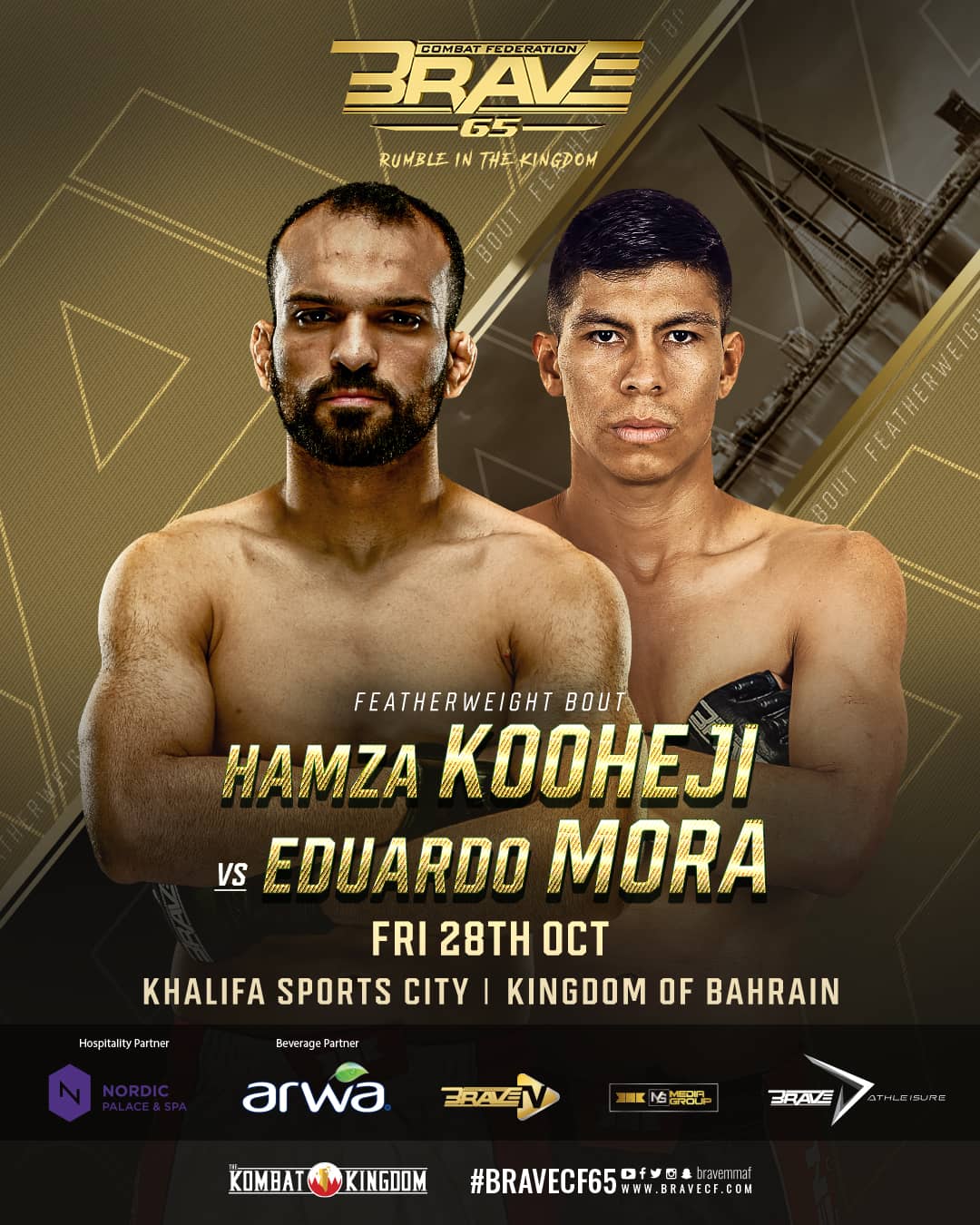 BRAVE CF 65: Kooheji returns in main event; Said Maalem and Torres confirmed