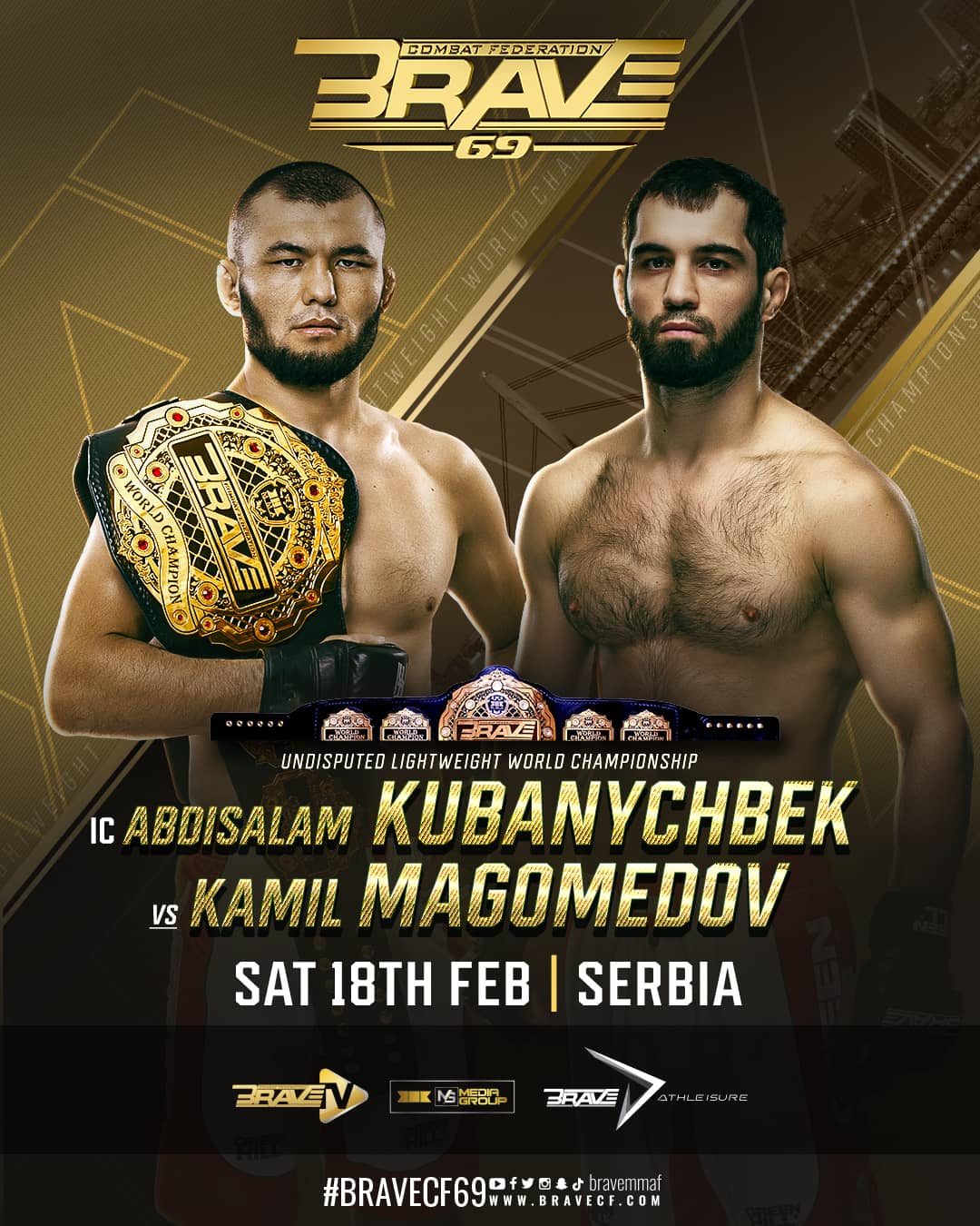 BRAVE CF 69: interim champion Kubanychbek to meet Magomedov in title unification bout