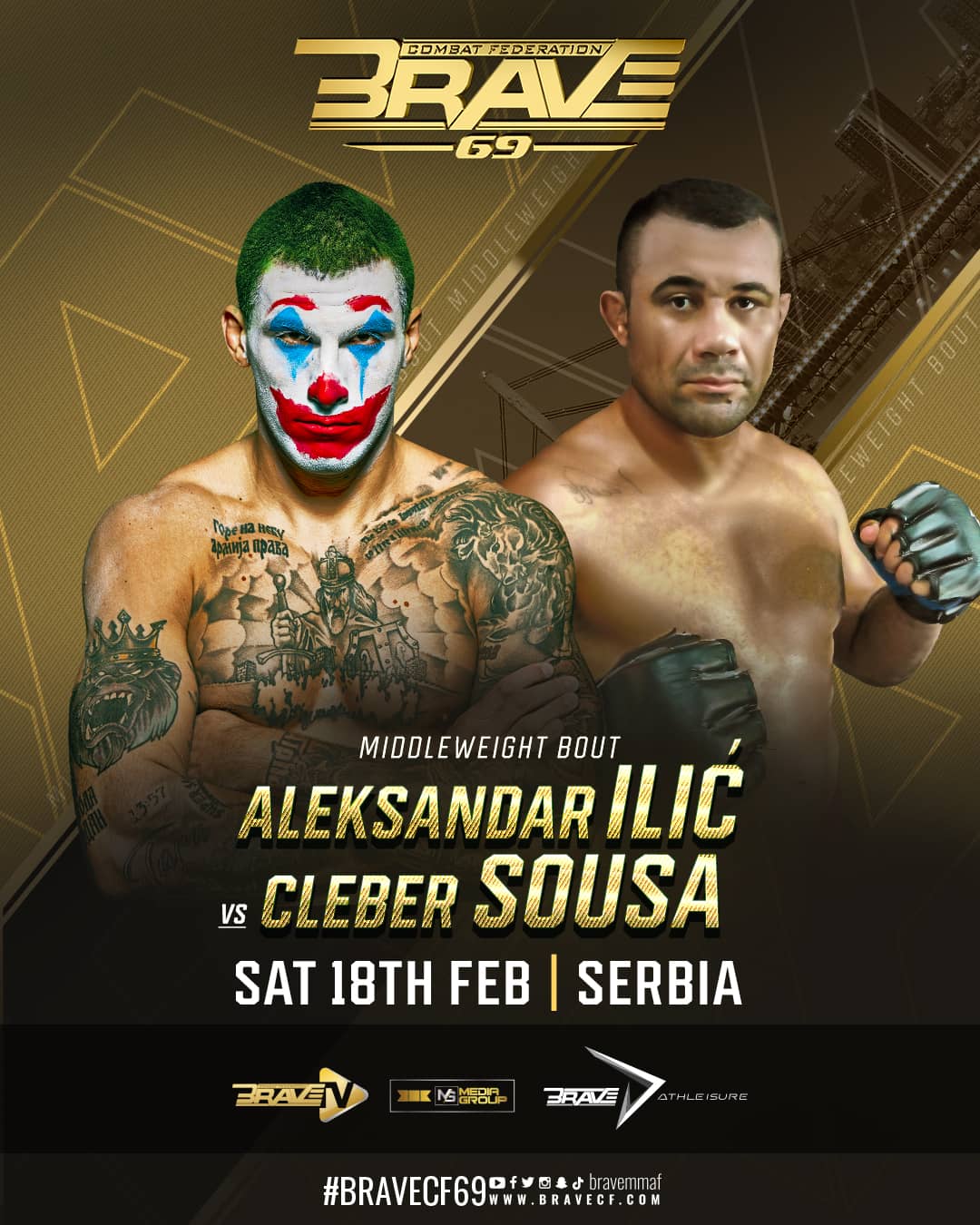 Serbian MMA superstar Aleksandar Ilic takes on Cleber Sousa in BRAVE CF 69 co-main event