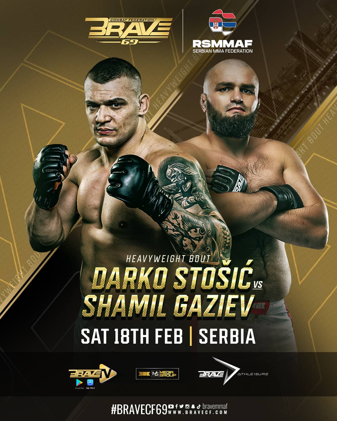 BRAVE CF 69: Darko Stosic meets Shamil Gaziev in co-main event for Serbia return