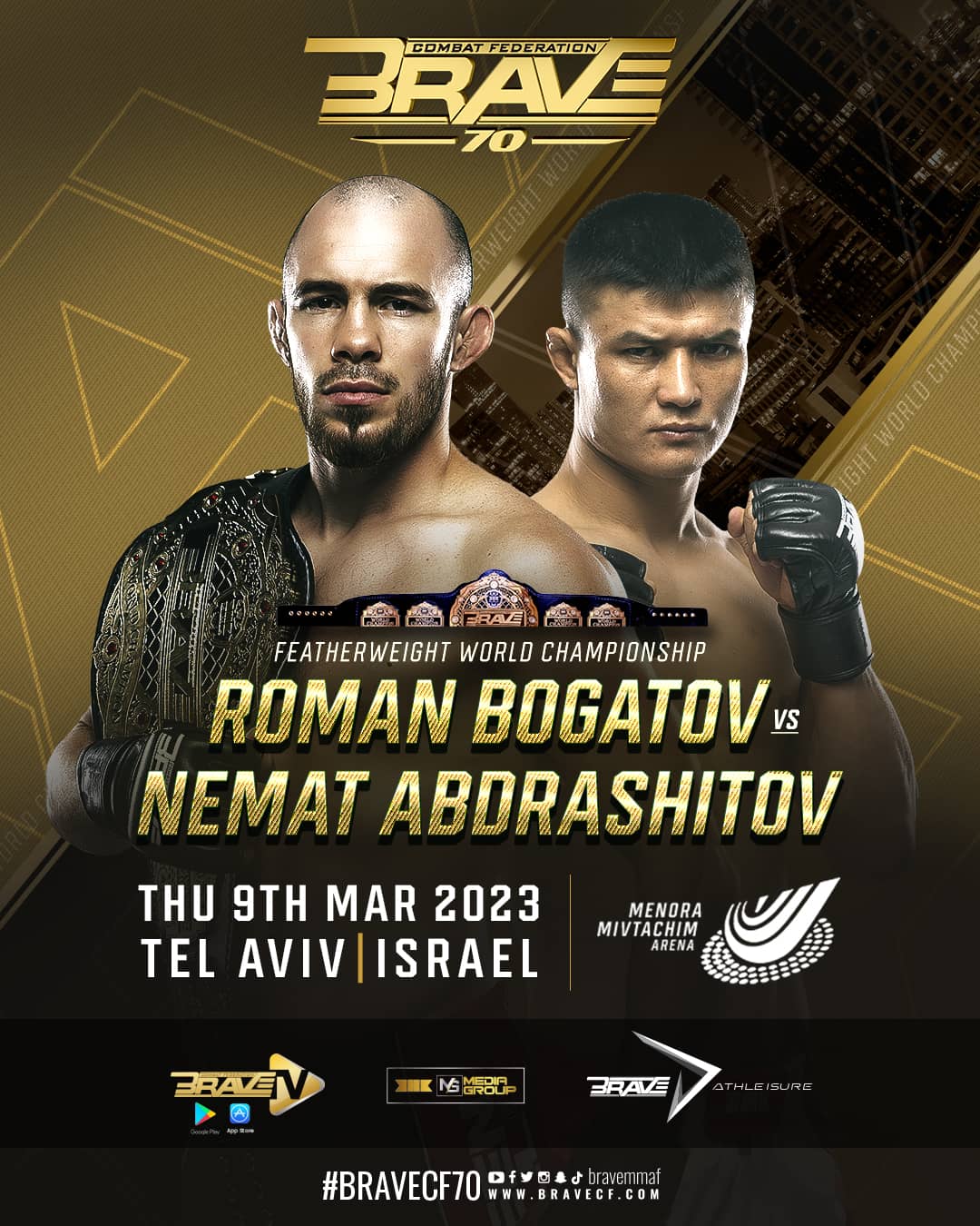 BRAVE CF 70: champion Roman Bogatov defends title against Nemat Abdrashitov in Israel headliner