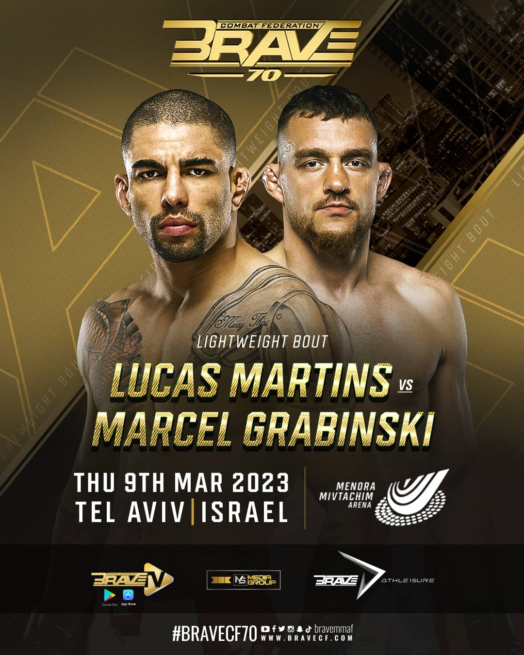 BRAVE CF 70: former champion Lucas Mineiro takes on rival Marcel Grabinski in Israel
