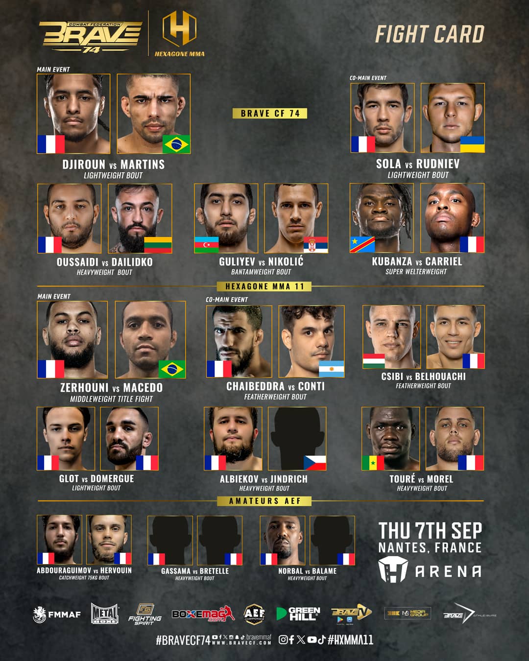 BRAVE CF 74 full fight card unveiled ahead of historic French show