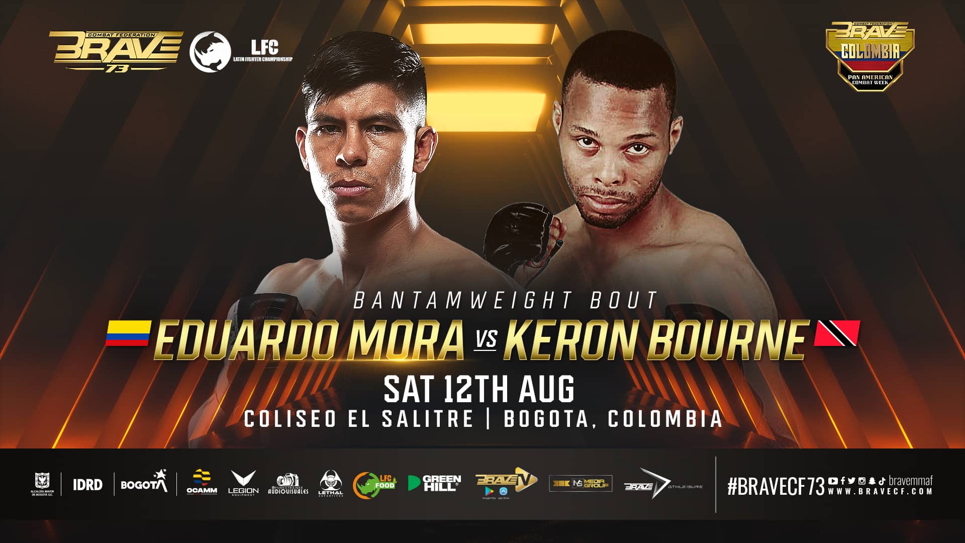 Hometown hero Eduardo Mora faces undefeated Keron Bourne at BRAVE CF 73 in Bogota, Colombia