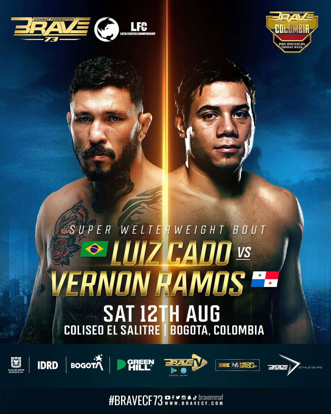 Luiz Cado vs Vernon Ramos is official for BRAVE CF 73 in Colombia