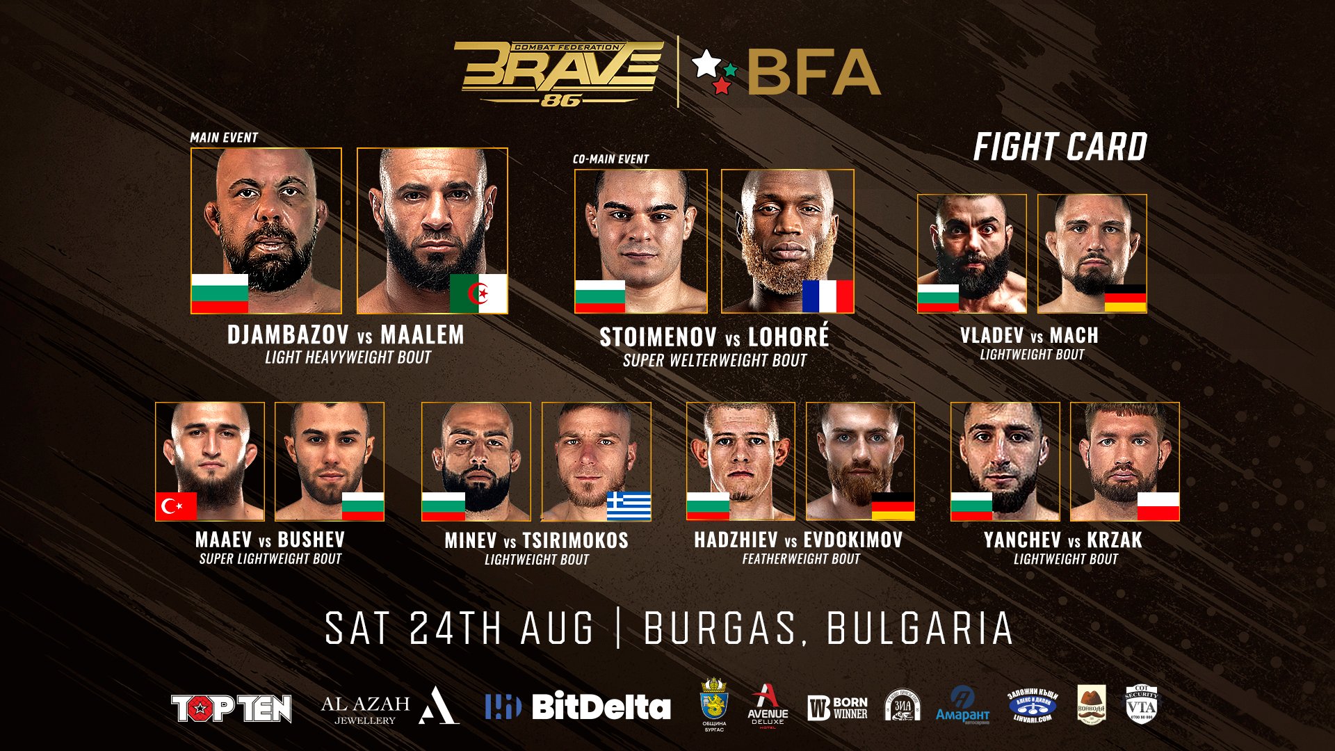 BRAVE Combat Federation announces full fight card for the biggest show in Bulgarian MMA history