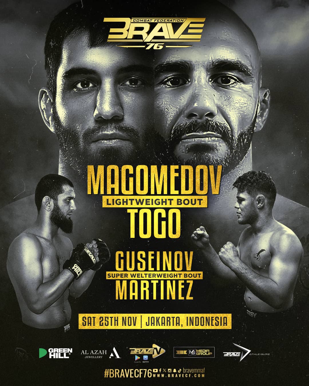 BRAVE CF 76 top Lightweights Kamil Magomedov and Josh Togo to collide in main event