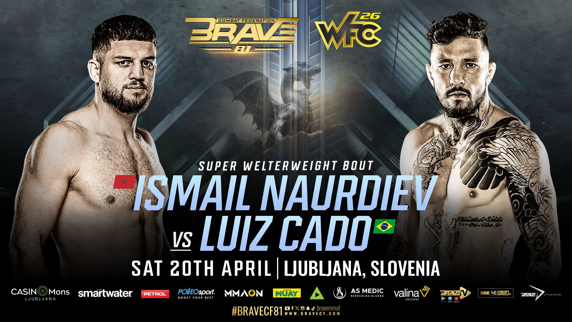 Ismail Naurdiev vs Luiz Cado official for BRAVE CF 81 winner could face Super Welterweight champion next