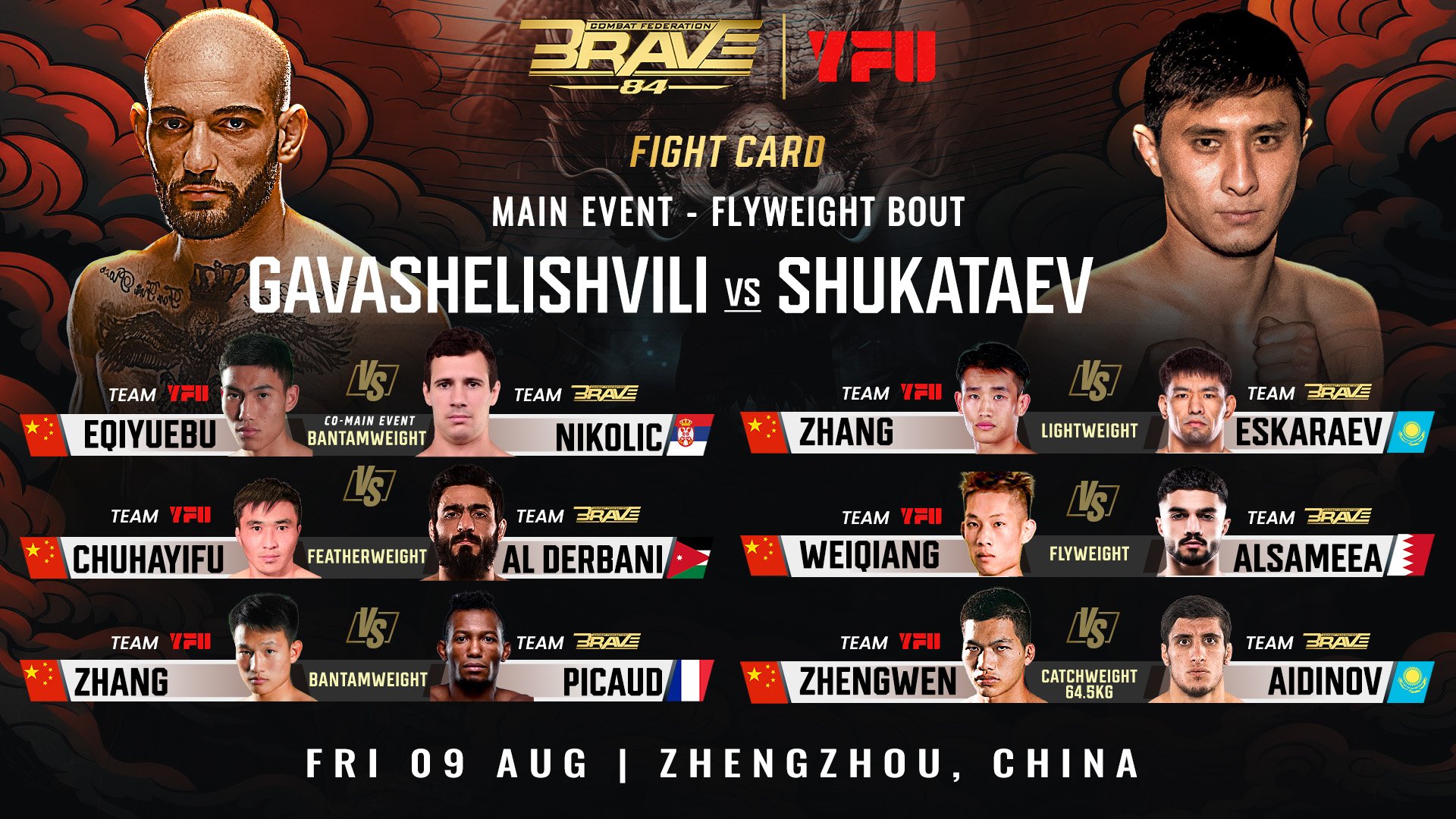 China debut to feature best of BRAVE CF vs YFU in historic BRAVE CF 84; full fight card announced