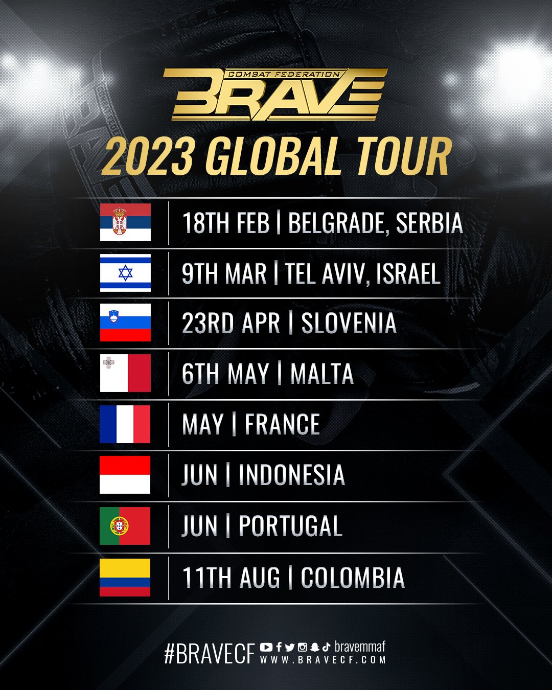 BRAVE Combat Federation announces 2023 Global Tour calendar