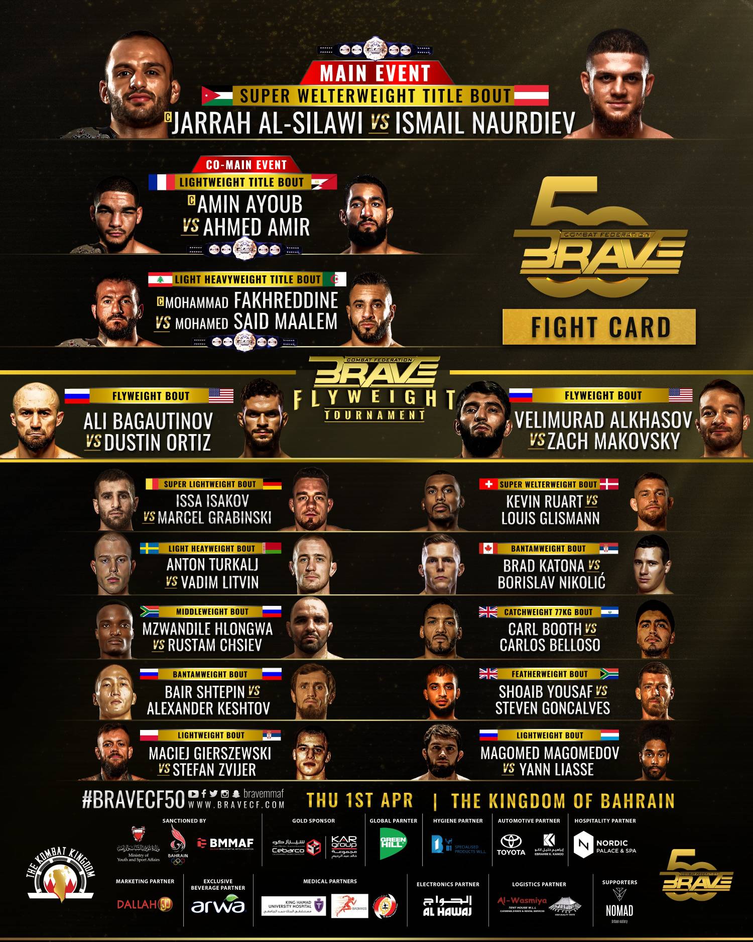 Historic Full BRAVE CF 50 Card Revealed With 15 fights And Three Titles On The Line