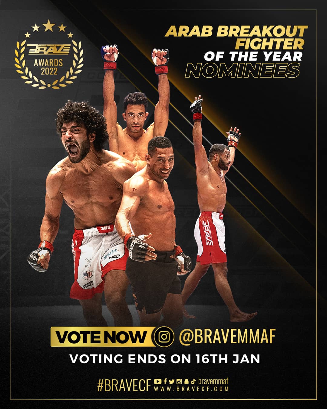 Olympian Mahmoud Sebie leads list of nominees for BRAVE CF Arab Breakout Fighter of The Year