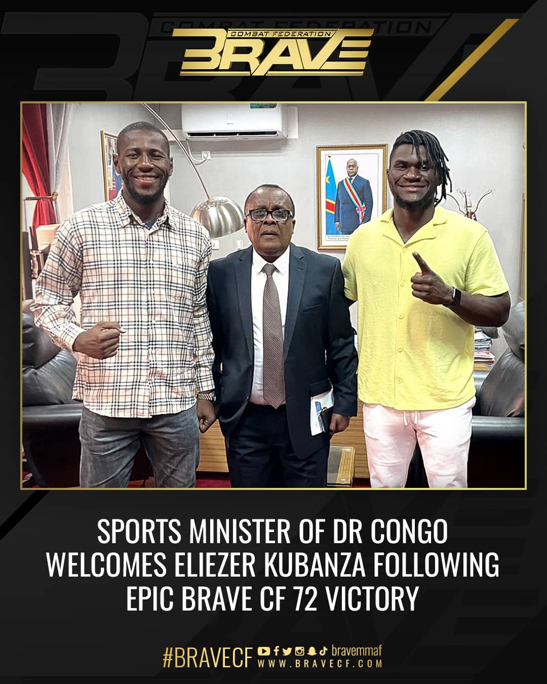 Eliezer Kubanza honored by DR Congo Minister of Sports following BRAVE CF 72 win