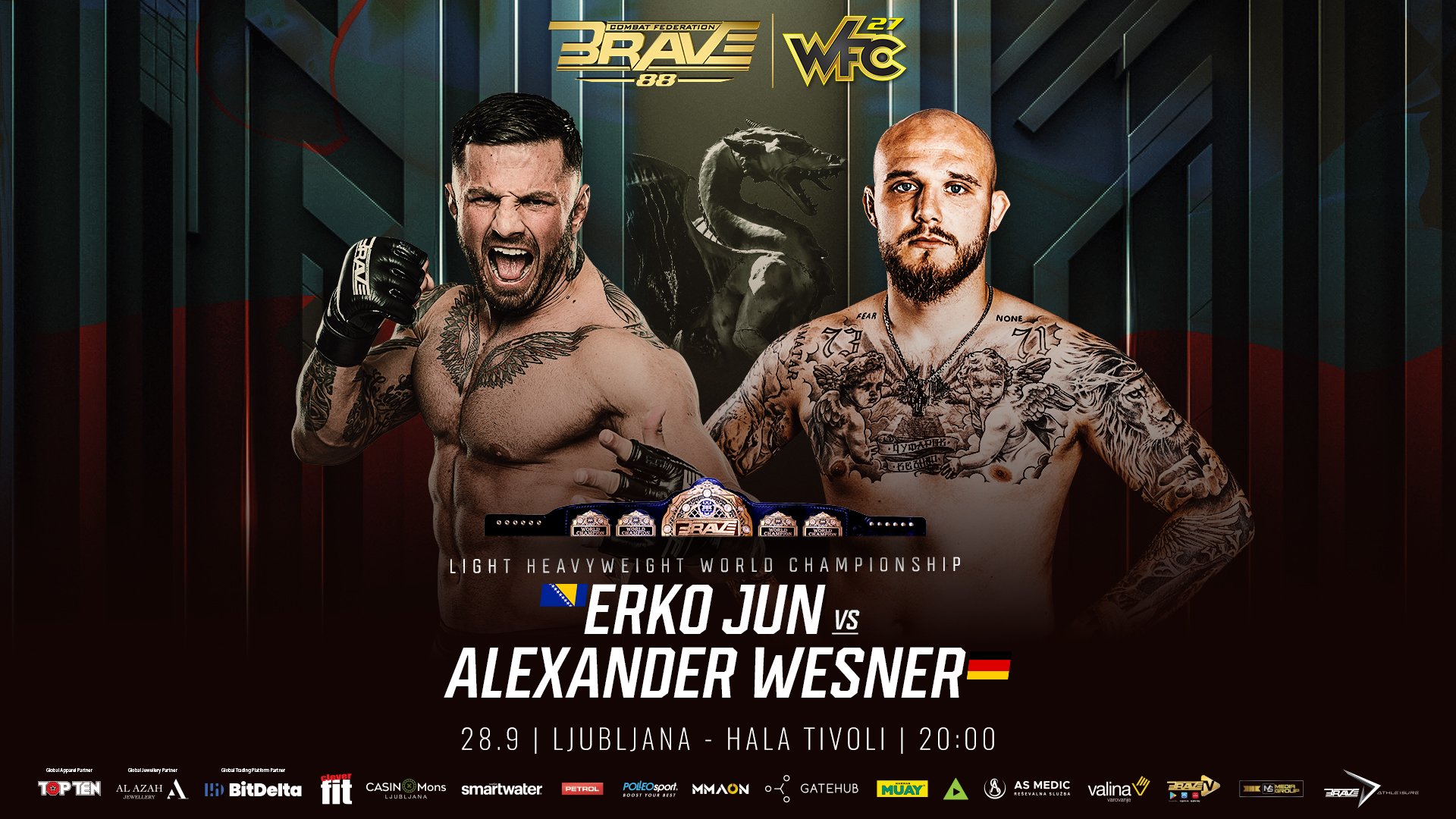 Erko Jun gets his shot! Light Heavyweight world title fight to headline BRAVE CF’s return to Slovenia
