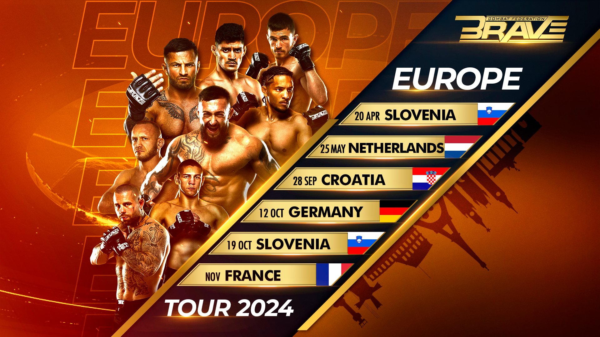 BRAVE CF announces 2024 Europe Tour: debuts in Netherlands and Croatia; shows in Germany and France