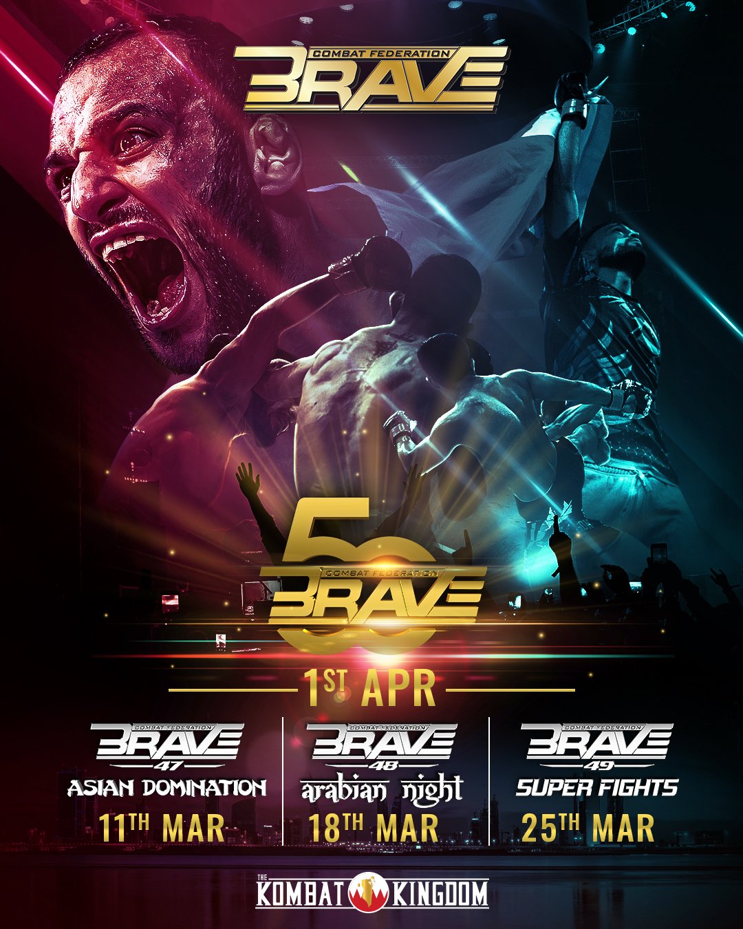 Headlined by historic BRAVE CF 50, Kombat Kingdom returns with four consecutive events