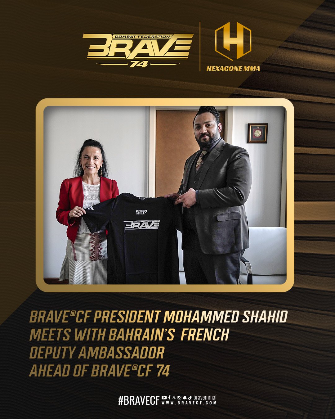 BRAVE CF President Mohammed Shahid meets with Bahrain’s French Deputy Ambassador ahead of BRAVE CF 74