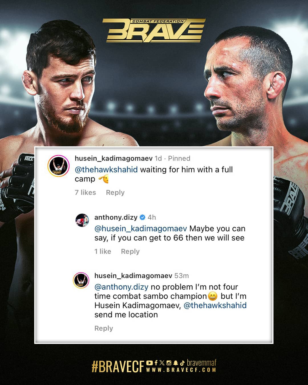 BRAVE CF’s Husein Kadimagomaev challenges newly-contracted Anthony Dizy