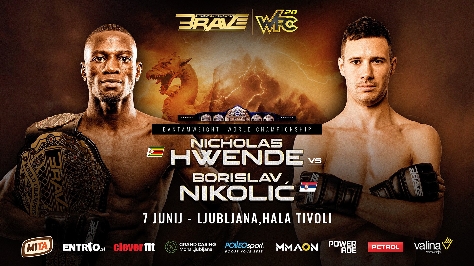 BRAVE Combat Federation Announces Bantamweight Title Fight as Co-Main Event for Slovenia Return