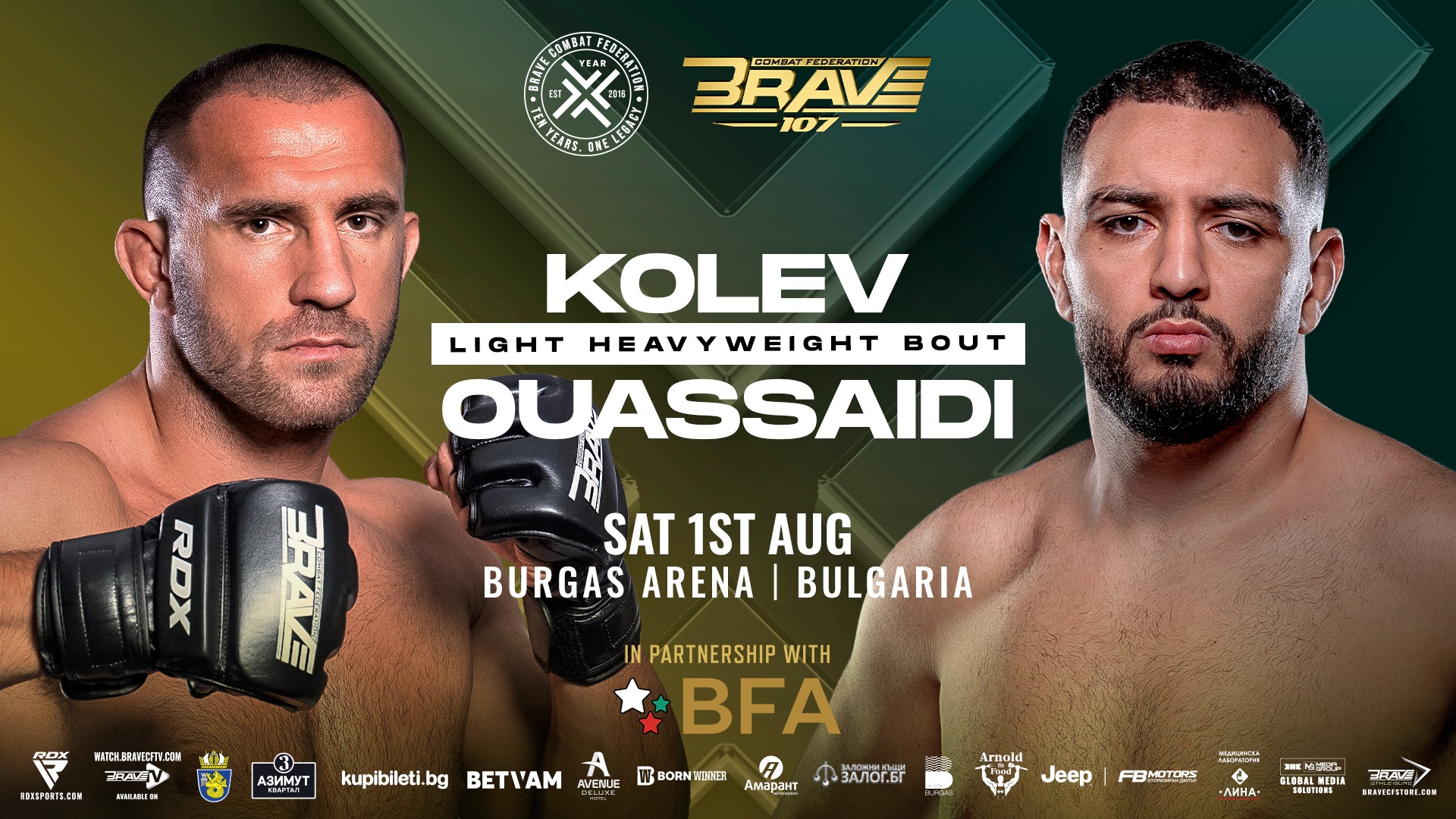 Kaloyan Kolev and Salim El Ouassaidi set for the BRAVE CF 107 Light Heavyweight main event in Bulgaria