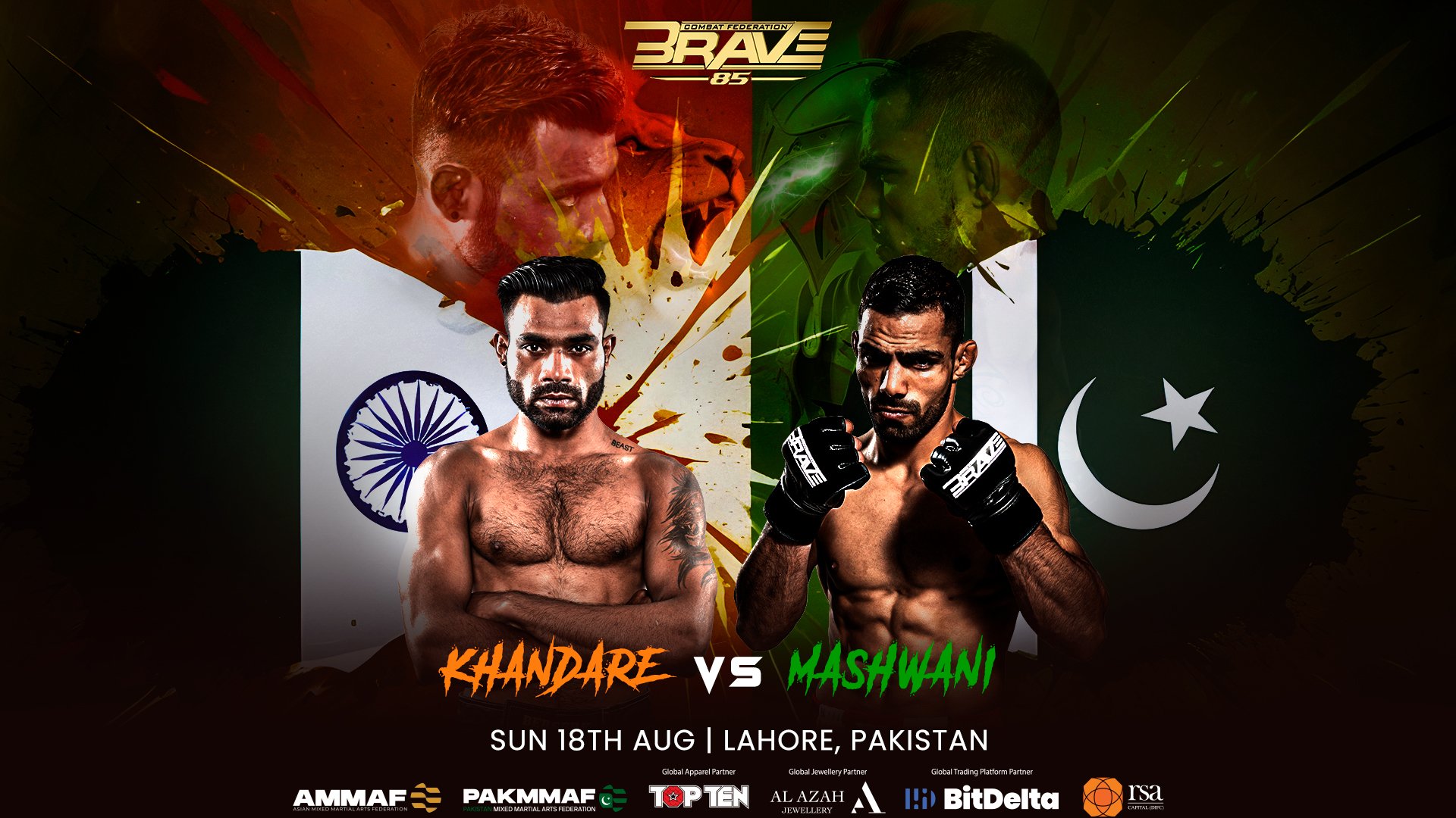 Pioneers Bharat Khandare and Zia Mashwani are set to make history in India vs Pakistan duel at BRAVE CF 85