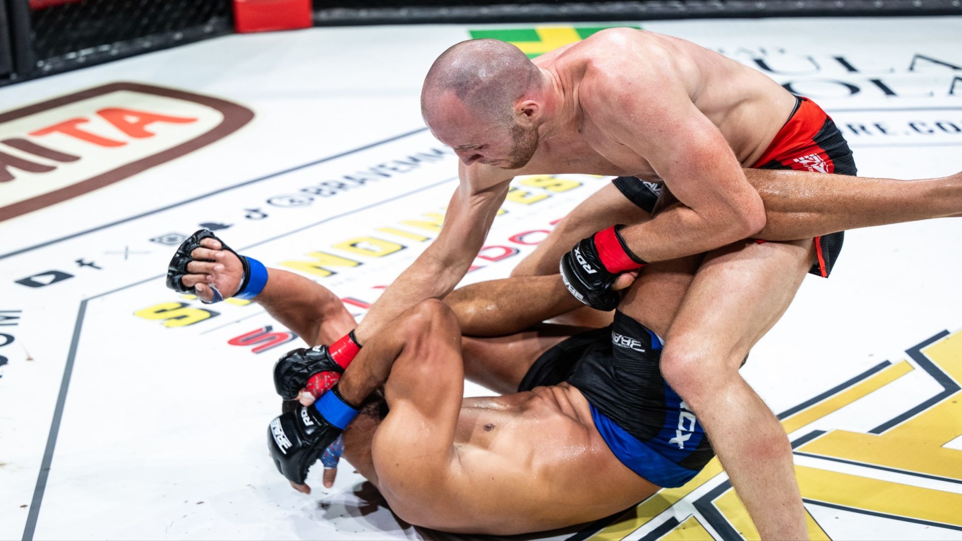 Andi Vrtacic celebrates his TKO victory over Sofian Bouafia in the BRAVE CF 108 main event at Pula Arena