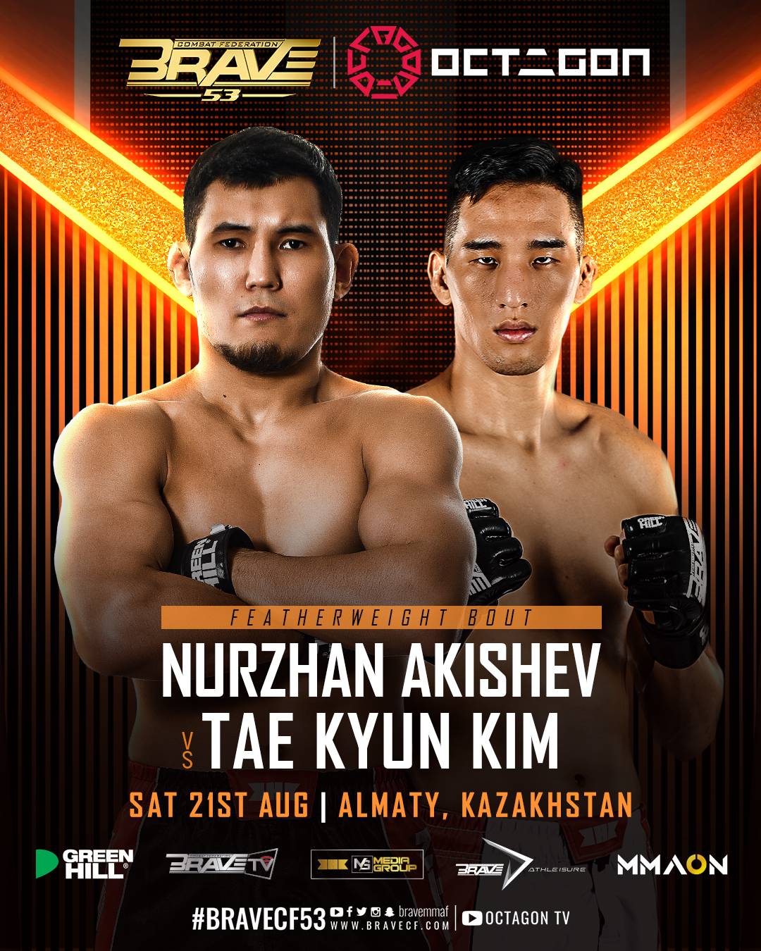 BRAVE CF 53: Nurzhan Akishev meets Tae Kyun Kim in the main event, other blockbuster bouts announced
