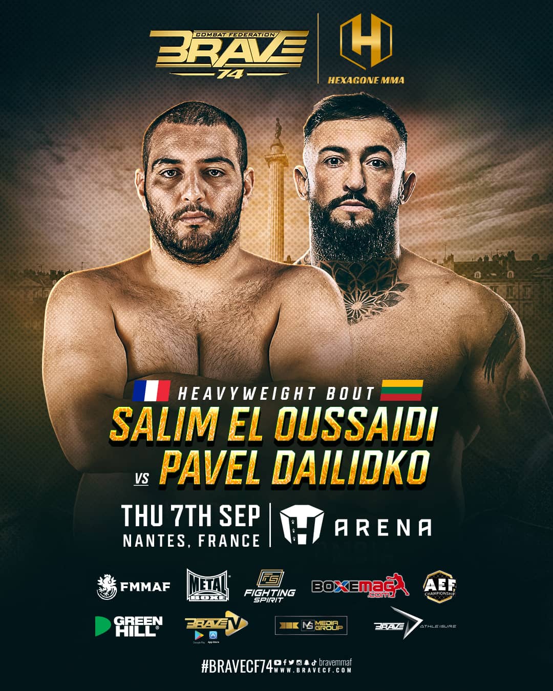 BRAVE CF 74: Knockout artists Pavel Dailidko and Salim El Oussaidi meet in a Heavyweight clash in Nantes, France