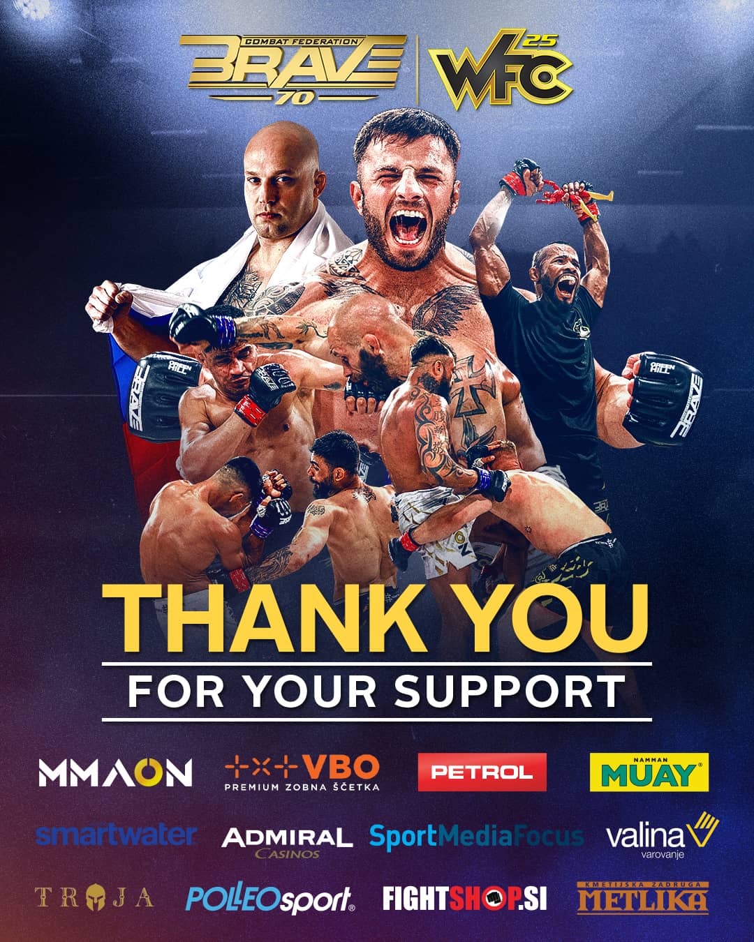 BRAVE Combat Federation extends gratitude to BRAVE CF 70 / WFC 25 sponsors