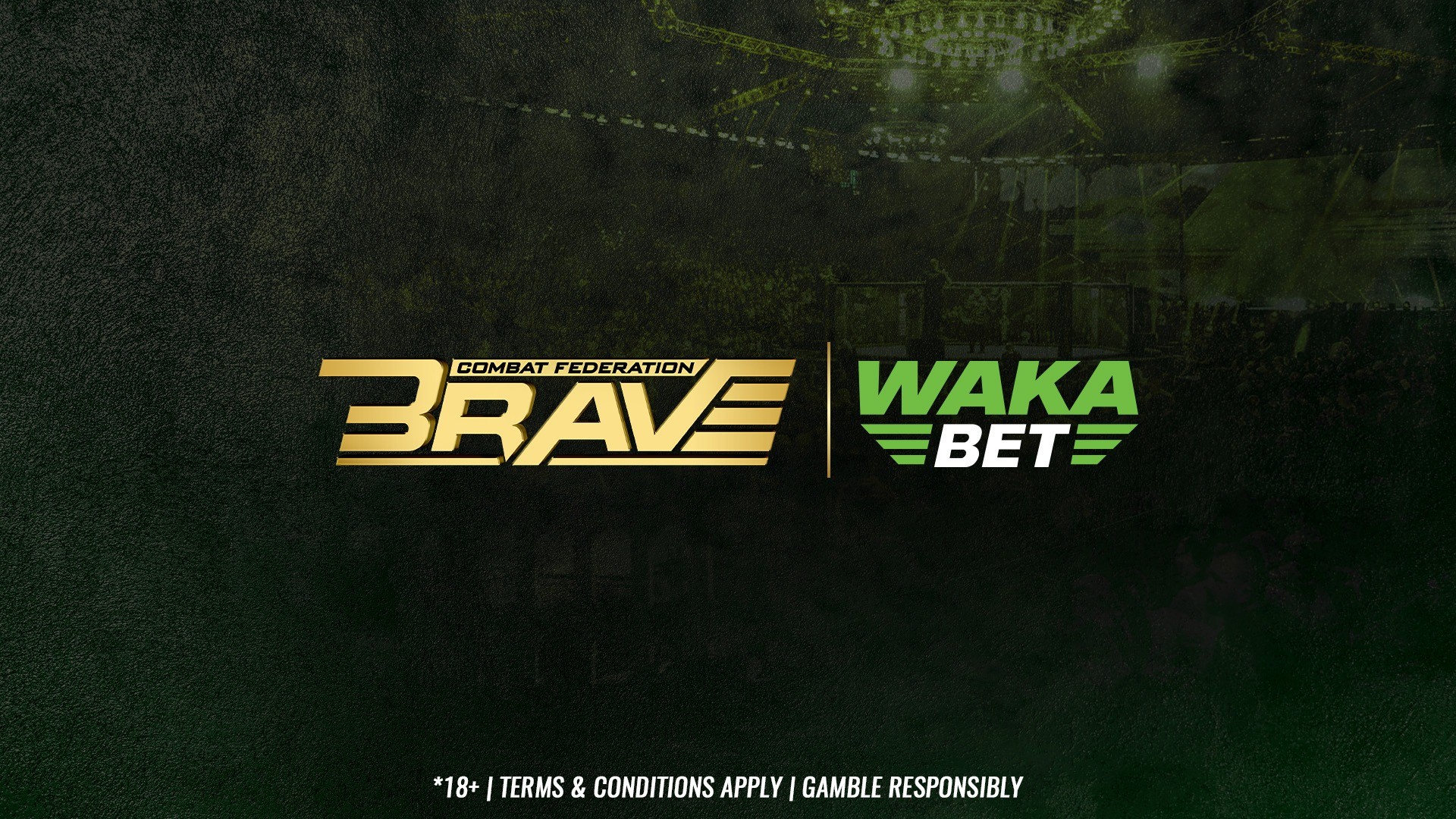 WakaBet and BRAVE CF 108 partnership announcement graphic featuring fighters ahead of the Pula Arena event in Croatia