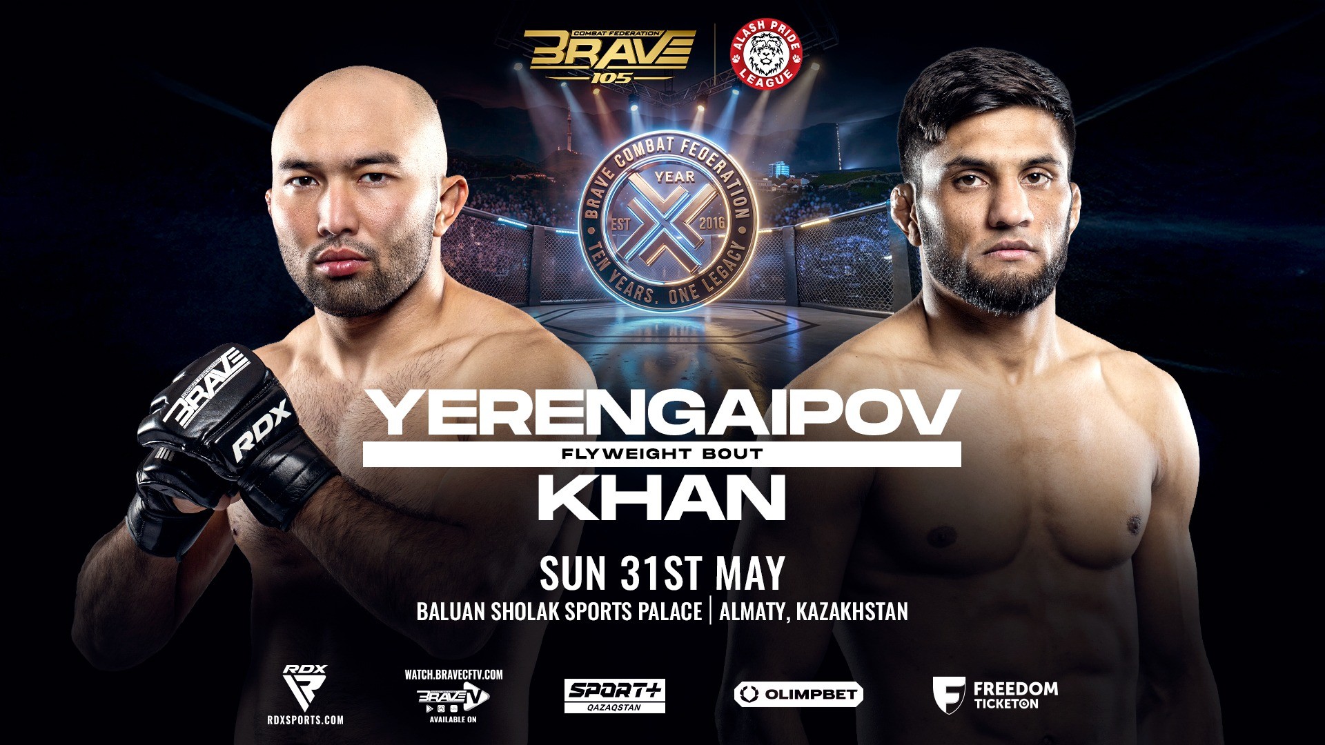 DIAS YERENGAIPOV FACES ISMAIL KHAN IN HIGH-STAKES FLYWEIGHT CLASH AT BRAVE CF 105
