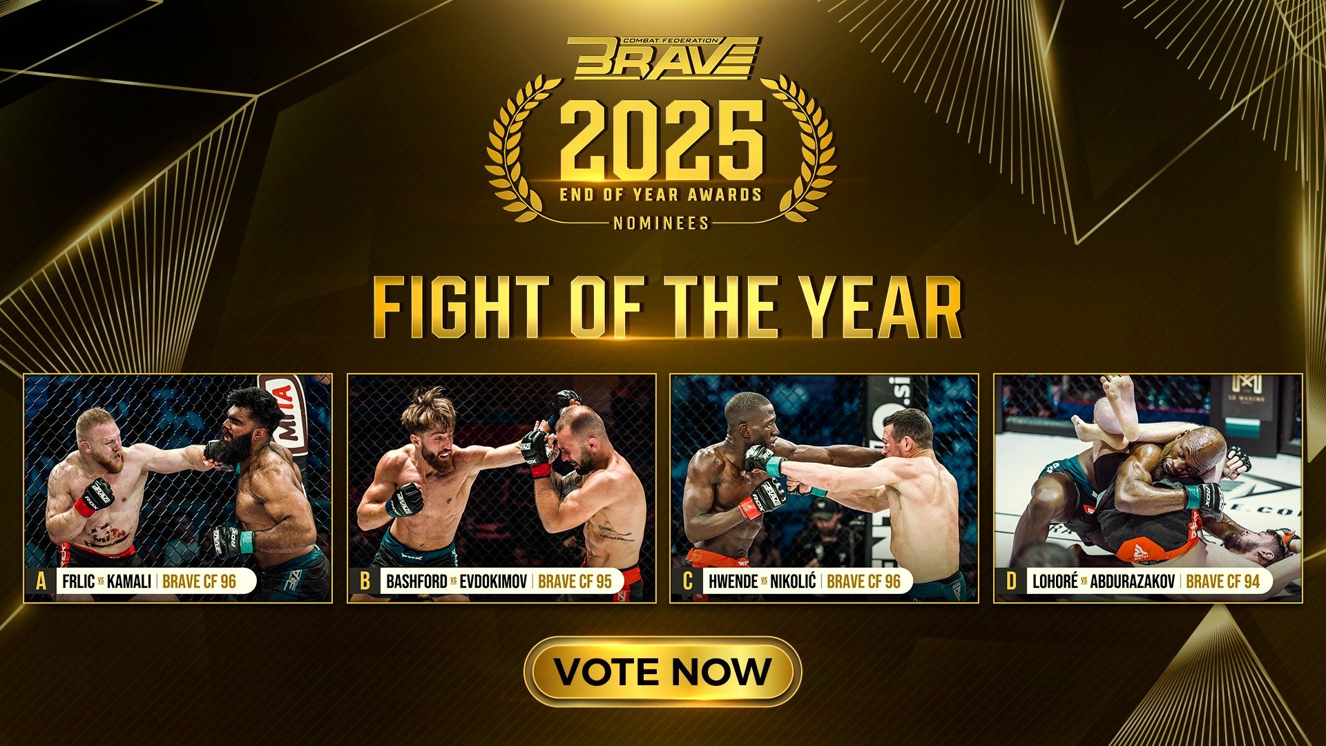 BRAVE CF Reveals Esteemed Nominees For 2025 Fight Of The Year