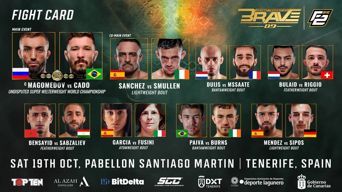 Title fight and 11 nations represented! Huge fight card announced for BRAVE CF's return to Spain
