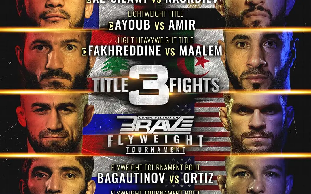 BRAVE CF 50 official poster released, highlighting three title fights and Flyweight tournament