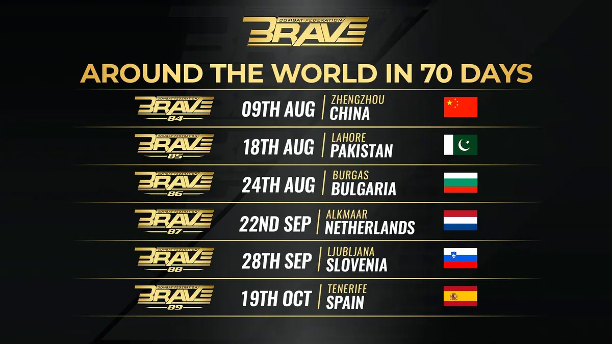 Six events in six countries: BRAVE CF announces frenetic 70-day schedule