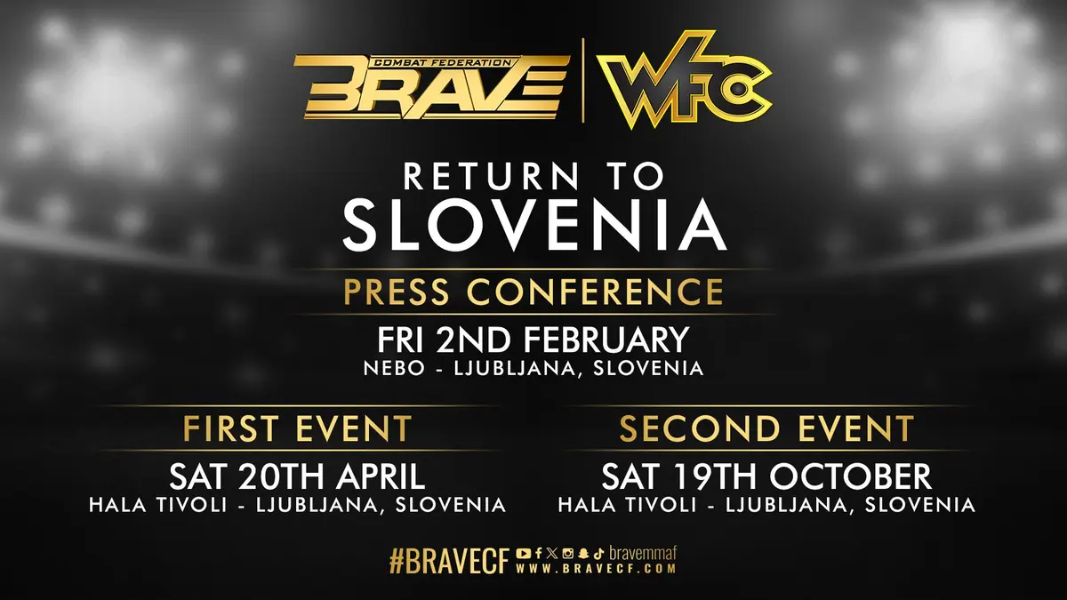 BRAVE CF announces two events for Slovenia in 2024 with new partner WFC