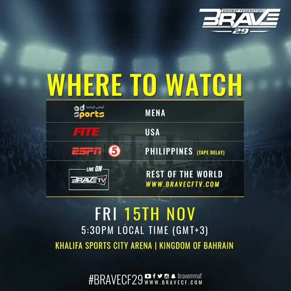 BRAVE CF 29: biggest event in Asia will be available live and free through BRAVE CF TV
