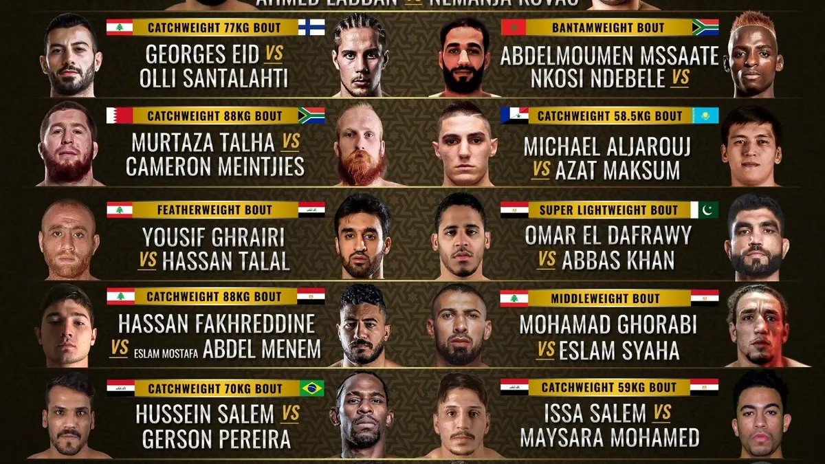 Late notice changes to BRAVE CF 48: Arabian Night, with two new bouts added