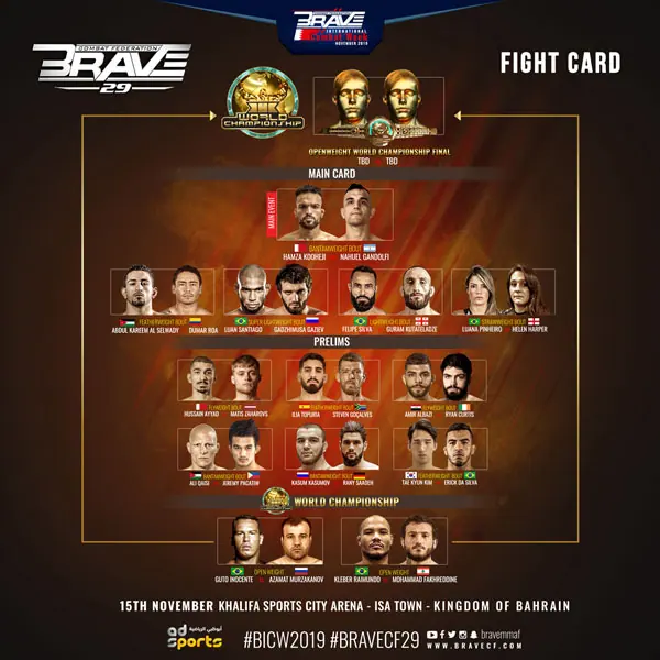 Title fight, rising stars and 16 nations represented at BRAVE CF 29s blockbuster card