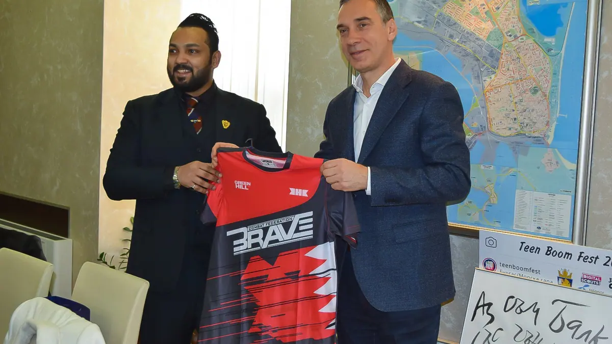 BRAVE CFs sports development expansion to reach Bulgaria; Mayor of Burgas Dimitar Nikolov, president Mohammed Shahid discuss possible BRAVE CF show in the city