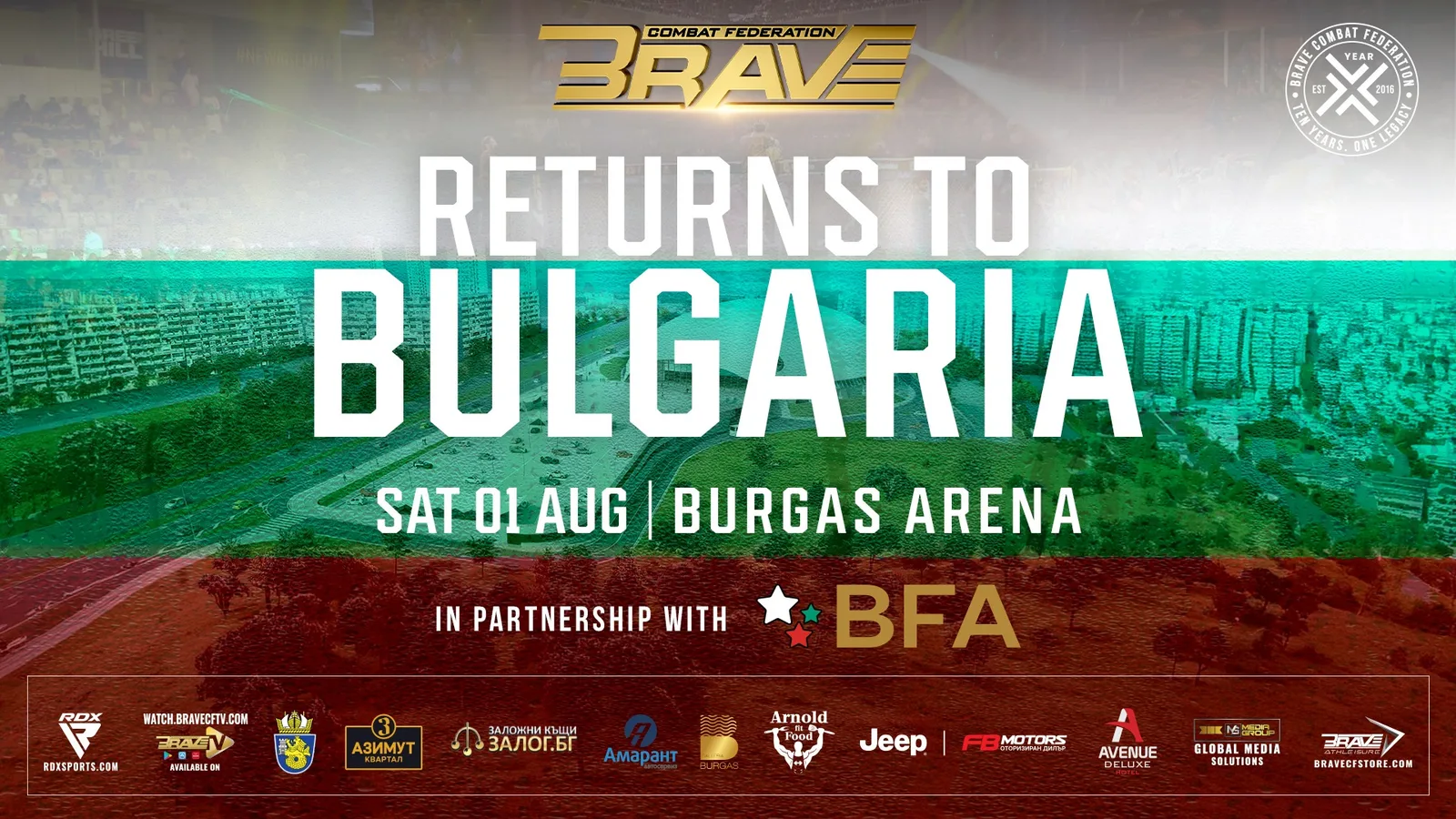 BRAVE CF RETURNS TO BULGARIA FOR ANOTHER HISTORIC NIGHT AT BURGAS ARENA