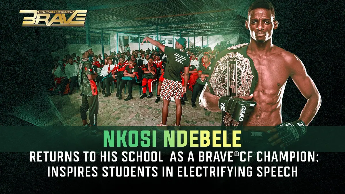 BRAVE CF champ Nkosi Ndebele visits his old school, inspires students in speech: The mindset must change