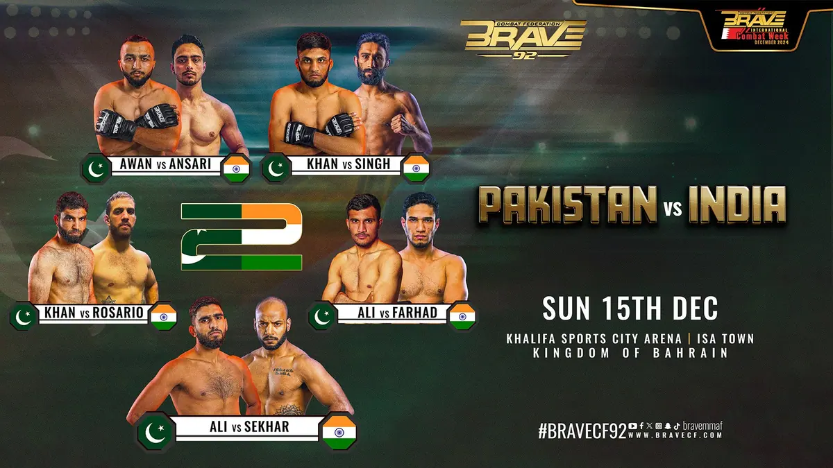 Pakistan vs India at BRAVE CF 92: A Fight Night to Excite Bahrain’s Expat Communities