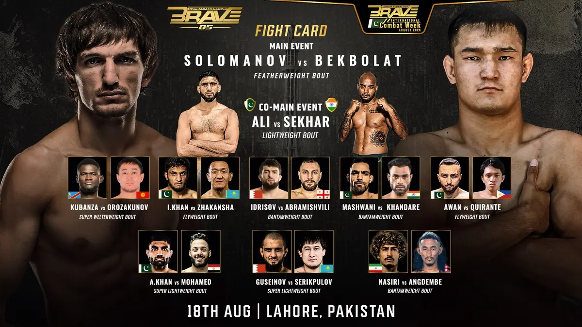 BRAVE CF 85 full fight card announced, with Pakistan vs India match-ups, global stars, and top local talent