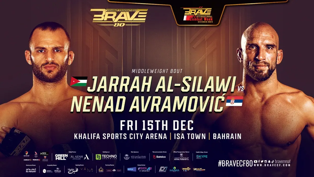 Jordanian and MMA legend Jarrah Al-Silawi returns in the co-main event in Bahrain on Dec 15th at BRAVE CF 80